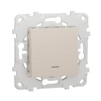 Переключатель 1-клавишный с подсветкой схема 6а Unica NEW Schneider Electric бежевый NU520344N