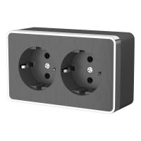 Розетка двойная с заземлением Gallant графит рифленый Werkel Накладные механизмы Gallant графит рифленый W5072104