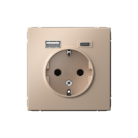 Розетка 16А с заземлением и шторками с 2 USB A+Type-C Systeme Electric ArtGallery, песочный  GAL001232