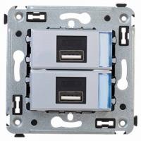 USB зарядка2 порта тип А 2100х2 mA сталь DKC Avanti 4404543