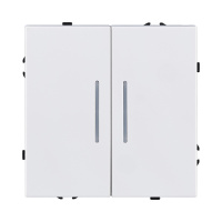 Выключатель 2-клавишный 10А/250В с LED подсветкой, белый глянцевый Kollinger Eclipse EC-010WG