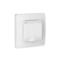 Розетка Systeme Electric Blanca С/У IP44 с заземлением со шторками, с крышкой, 16А, 250В, БЕЛЫЙ BLNRS441111