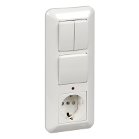 Блок розетки с выключателем Systeme Electric Blanca С/У с зазем. + 1-клав. + 2-клав, БЕЛЫЙ, опт.уп. BK2VR-008A-B