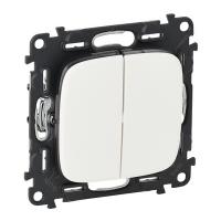 Выключатель 2 клавишный 10А 250В безвинтовые зажимы Legrand Valena Allure 752005+755025