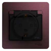 Розетка Systeme Electric Glossa с зазем. со шторками с крышкой,IP44,16А,250В,в сборе,БАКЛАЖАНОВЫЙ GSL001148