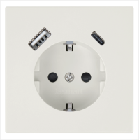 Розетка SCHUKO© с USB A+C с защитными шторками 16A 250V~ 2P+T USB 25W, цвет Сахара Jasmart FD5501USB-25SH