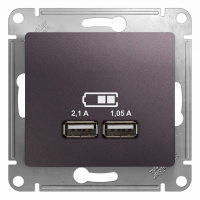 Розетка USB A+A 5В/2,1А 2х5В/1,05А механизм Systeme Electric Glossa, сиреневый туман GSL001433
