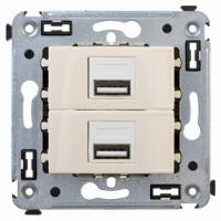 USB зарядка2 порта тип А 2100х2 mA ванильная дымка DKC Avanti 4405543