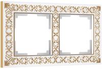 Рамка 2 местная белое золото металл Antik Werkel W0021523