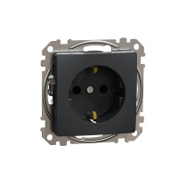 Розетка с заземлением и шторками 16А Schneider Electric Sedna Design, антрацит SDD114022