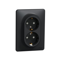 Розетка двойная с заземлением 16А Schneider Electric Sedna Design, антрацит SDD314221