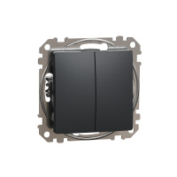 Переключатель 2-клавишный, схема 6/2 10АХ Schneider Electric Sedna Design, антрацит SDD114108