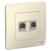 Розетка компьютерная RJ45 скрытой установки двойная: компьютерная RJ45, кат.5E + телефонная RJ11 Systeme Electric Blanca, Молочный, BLNIS045112