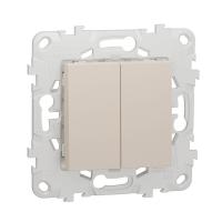 Выключатель 2-клавишный схема 5 10 AX 250 В Unica NEW Schneider Electric бежевый NU521144