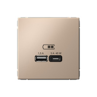 Высокоскоростная розетка USB А+С Systeme Electric ArtGallery песочный  GAL001229