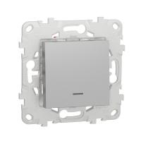 Переключатель 1-клавишный перекрестный с подсветкой схема 7а Unica NEW Schneider Electric алюминий NU520530N