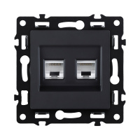 Розетка двойная Ethernet RJ45 Cat.6, черный Kollinger Asthetik AS-018BK