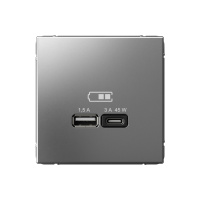 Высокоскоростная розетка USB А+С Systeme Electric ArtGallery сталь GAL000929