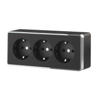 Розетка тройная с заземлением и шторками Gallant черный/хром Werkel Накладные механизмы Gallant черный/хром W5073135