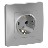 Розетка скрытой установки с заземляющим контактом без шторок 16A 250В Systeme Electric Blanca BLNRS001013, Алюминий