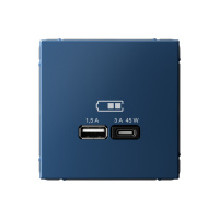 Высокоскоростная розетка USB А+С Systeme Electric ArtGallery аквамарин GAL001129