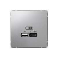 Высокоскоростная розетка USB А+С Systeme Electric ArtGallery алюминий GAL000329