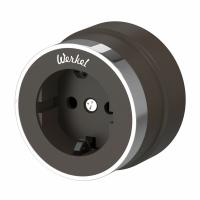 Розетка с заземлением Vintage мокко матовый/хром Werkel Накладные механизмы Vintage мокко матовый/хром W5871052