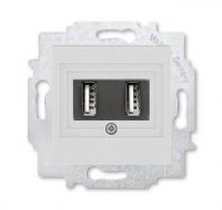 Розетка зарядка usb 2 порта ABB Levit серый - белый 2CHH290040A6016