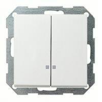 Выключатель двухклавишный с подсветкой GIRA пластик белый глянцевый 014500 | 0631112