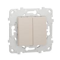 Переключатель 2-клавишный перекрестный 2 x схема 7 10 AX 250 В Unica NEW Schneider Electric бежевый NU521544