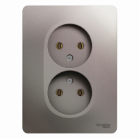 Розетка двойная Systeme Electric Glossa без заземления, 16А, в сборе, ПЛАТИНА GSL001220