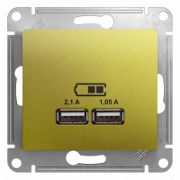Розетка USB A+A 5В/2,1А 2х5В/1,05А механизм Systeme Electric Glossa, фисташковый GSL001033