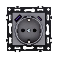 Розетка штепсельная SCHUKO 16A/250 В с USB A+C 20W, серый Kollinger Asthetik AS-016GY