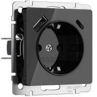 Розетка usb тип а+с Werkel акрил черный винтовая клемма (W1171748)