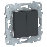 Выключатель кнопочный двухлавишный цвет антрацит NU310654x2 + NU7002 Schneider Unica New