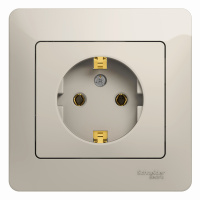 Розетка Systeme Electric Glossa с заземлением без шторок, 16А, в сборе, МОЛОЧНЫЙ GSL000942