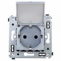 Розетка 220v с крышкой сталь DKC Avanti 4404013