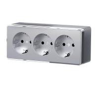 Розетка тройная с заземлением и шторками Gallant серебряный Werkel Накладные механизмы Gallant серебряные W5073106