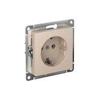 Розетка Systeme Electric AtlasDesign с заземлением без шторок, 16А, мех., быстрозажим. клем., ПЕСОЧНЫЙ ATN001243S