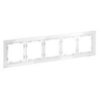 Рамка стеклянная на 5 постов Voltum S70 стекло/пластик белая глянцевая (VLS110501)