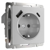 Розетка с заземлением, шторками и USB тип A+C серебряный Werkel  W1171706