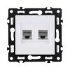 Розетка двойная Ethernet RJ45 Cat.6, белый Kollinger Asthetik AS-018WH