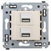 USB зарядка2 порта тип А 2100х2 mA ванильная дымка DKC Avanti 4405543