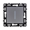 Выключатель 1-клавишный проходной 10А/250В с LED подсветкой, серый Kollinger Asthetik AS-008GY