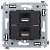 USB зарядка2 порта тип А 2100х2 mA черная матовая DKC Avanti 4412543