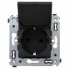 Розетка 220v с крышкой черная матовая DKC Avanti 4412013