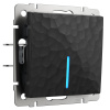Выключатель одноклавишный с подсветкой черный Werkel Встраиваемые механизмы Hammer черные W1210108