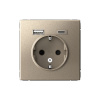 Розетка 16А с заземлением и шторками с 2 USB A+Type-C Systeme Electric ArtGallery, шампань  GAL000532