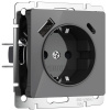 Розетка с заземлением, шторками и usb Werkel акрил графит винтовая клемма (W1171744)