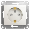 Розетка с заземлением со шторками 16А Systeme Electric Glossa, перламутр GSL000645